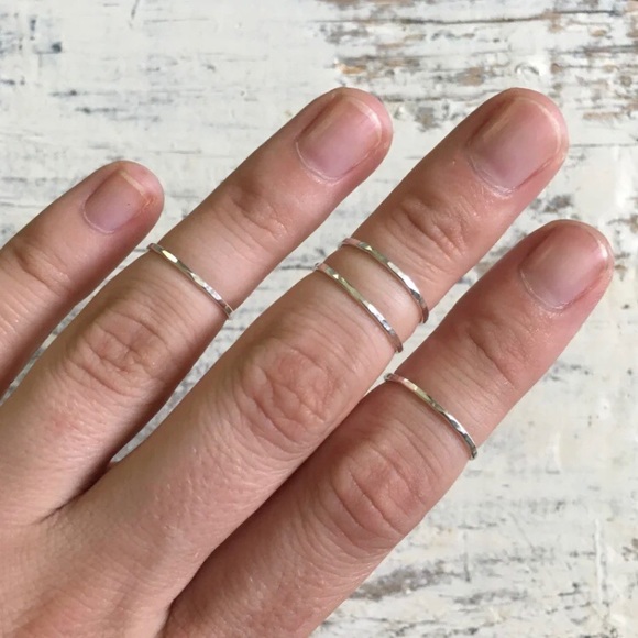 sterling silver midi rings 🌙 set of 4 - Picture 1 of 4